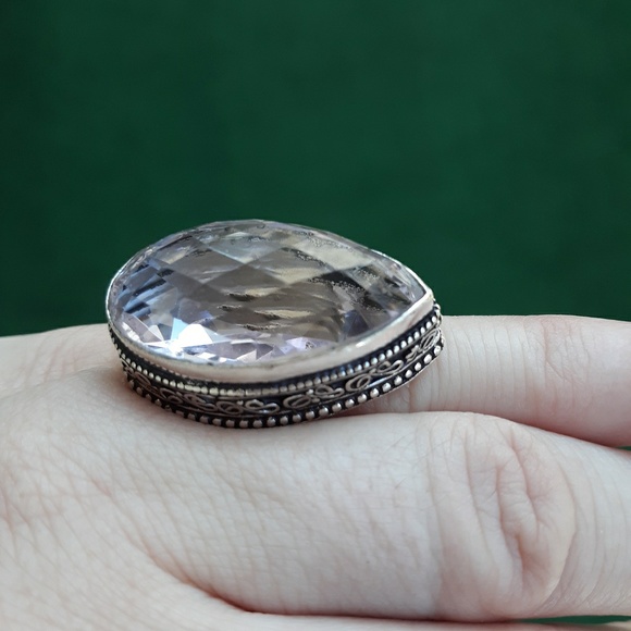 New Pink Topaz Antique Design Silver Ring. - Picture 6 of 8